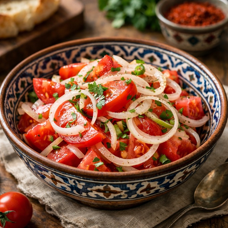 Achichuk (pomidor-piyozli salat) — Ozbek taomi