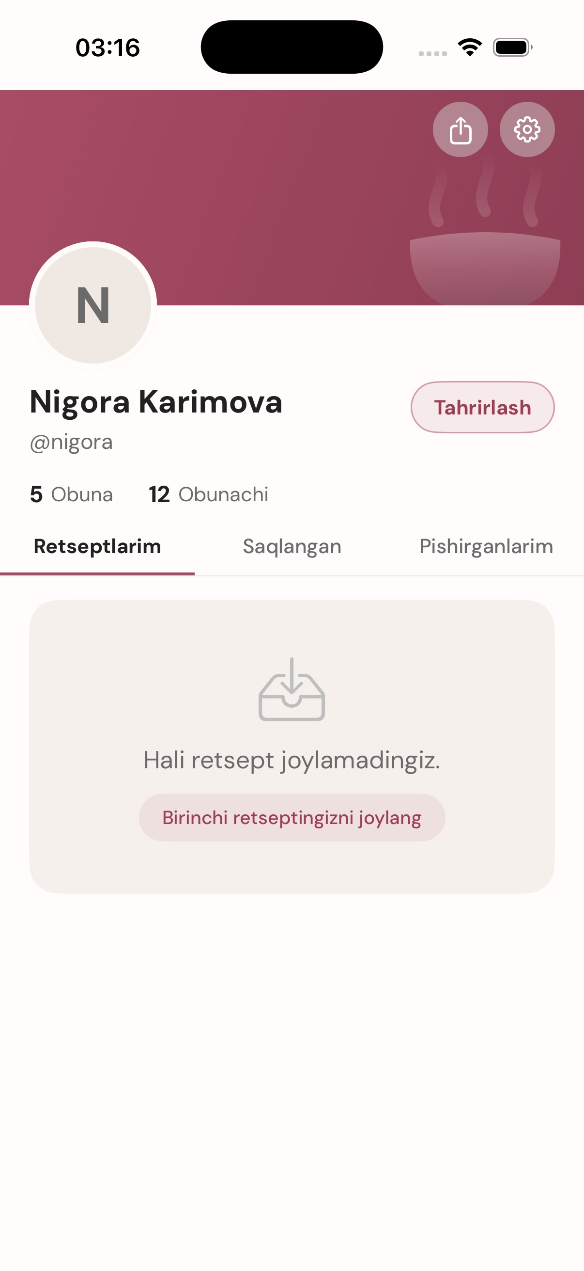 Lavi ilovasi — Kundalik ekrani